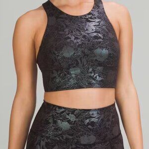 Lululemon Sports Bra Bike Shorts Activewear Set Womens XS Iridescent Foil Black